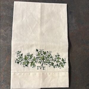 Embroidered Ivy Linen Towel